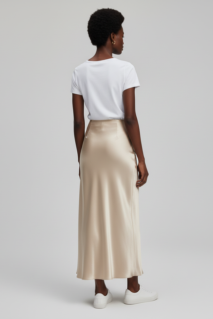 Jupe Satin Dorée Longue Élégante