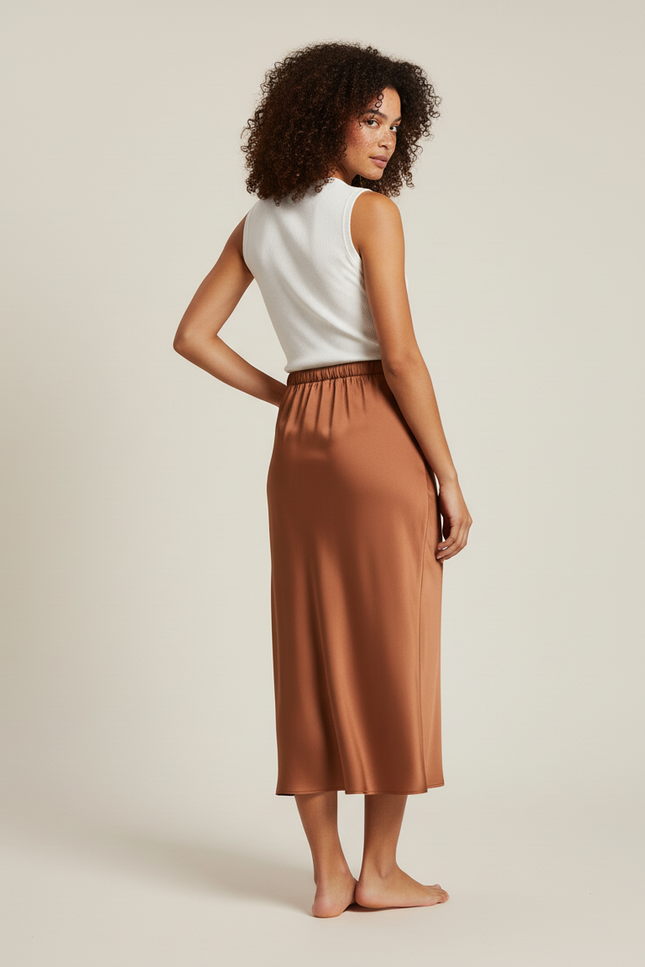 Jupe En Satin Orange