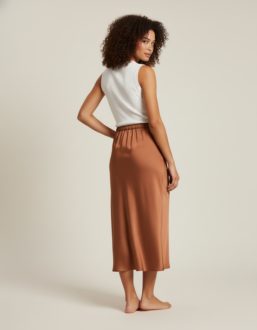 Jupe En Satin Orange