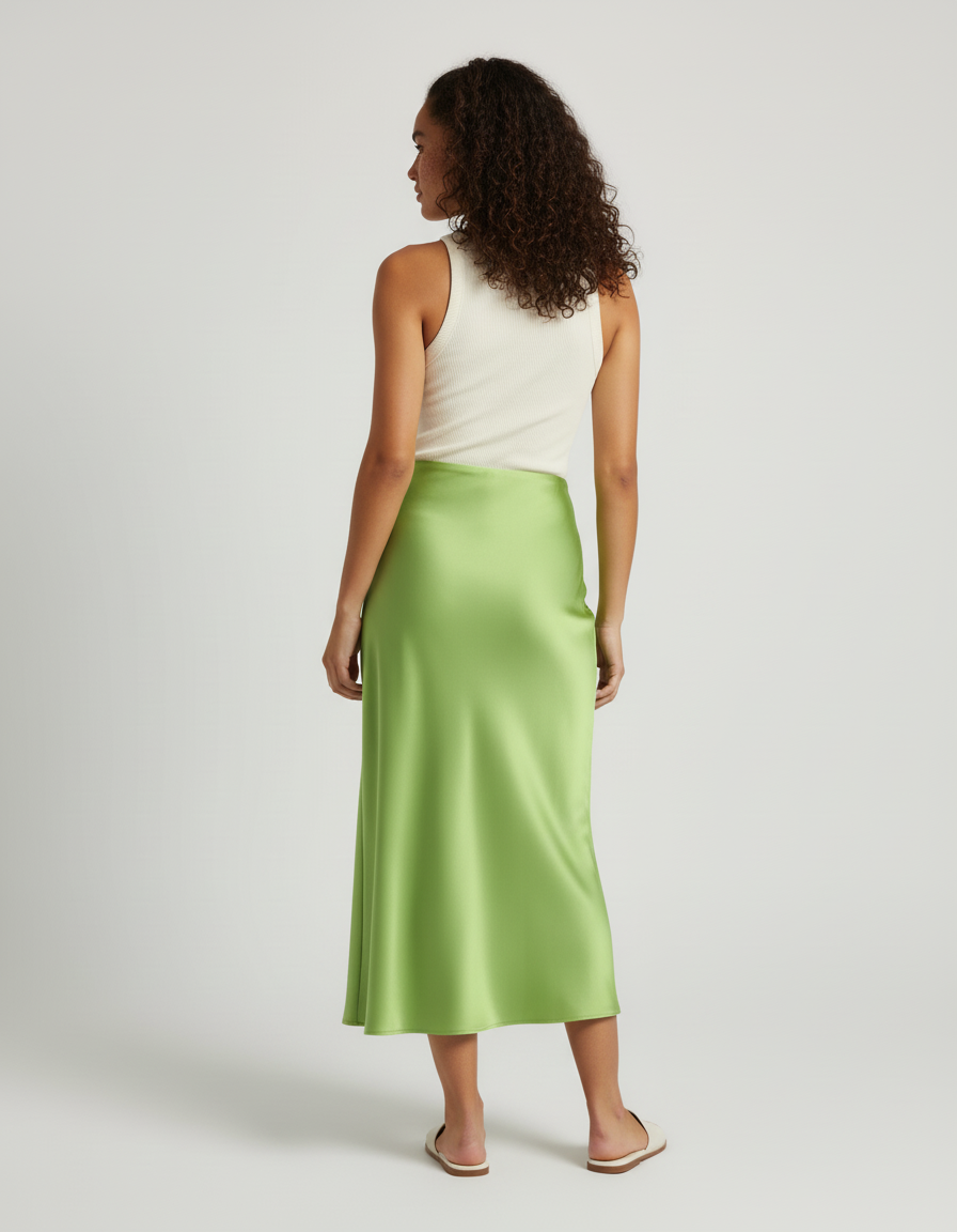 Jupe Longue Satin Doublure En Crêpe Et Tulle
