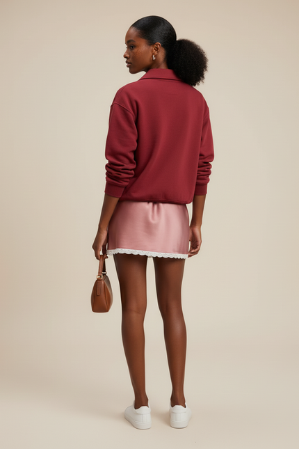 Jupe Courte Satin Rose