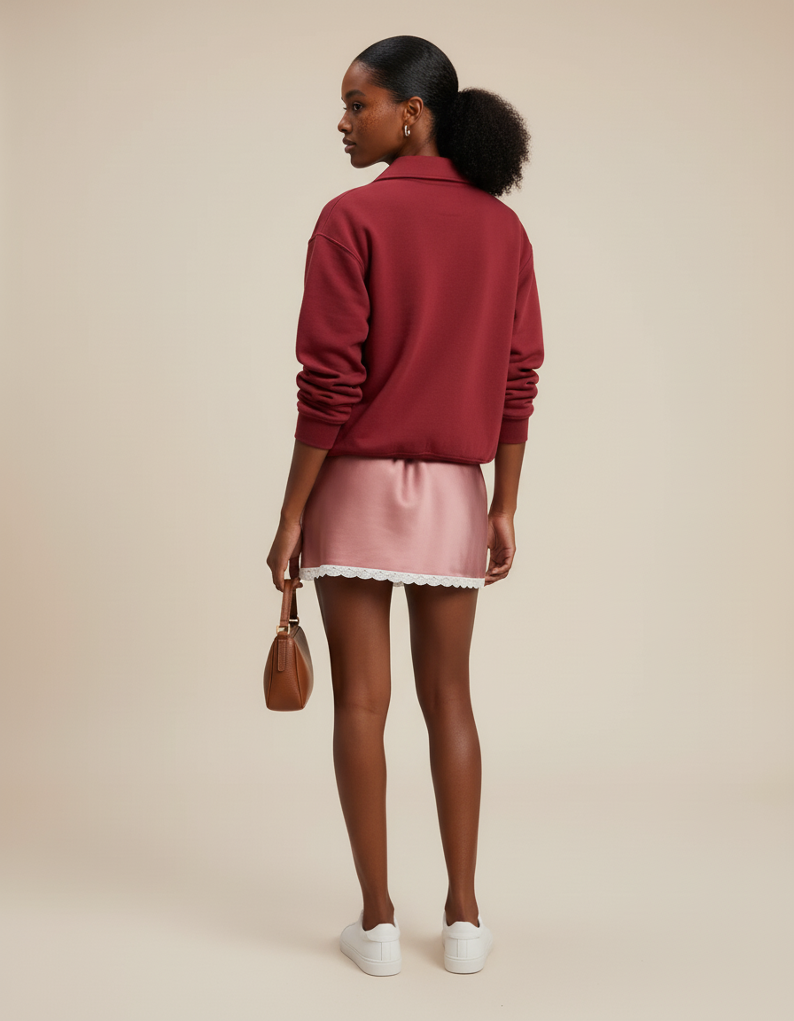 Jupe Courte Satin Rose