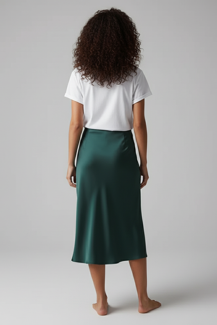 Jupe Satin Verte Émeraude Fluide