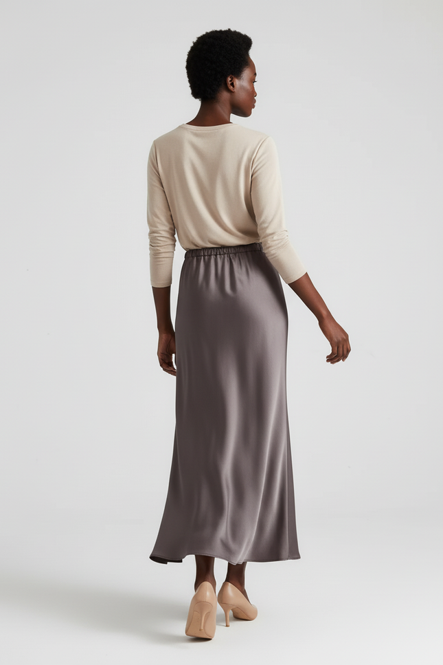 Jupe Longue En Satin Avec Gros Noeud