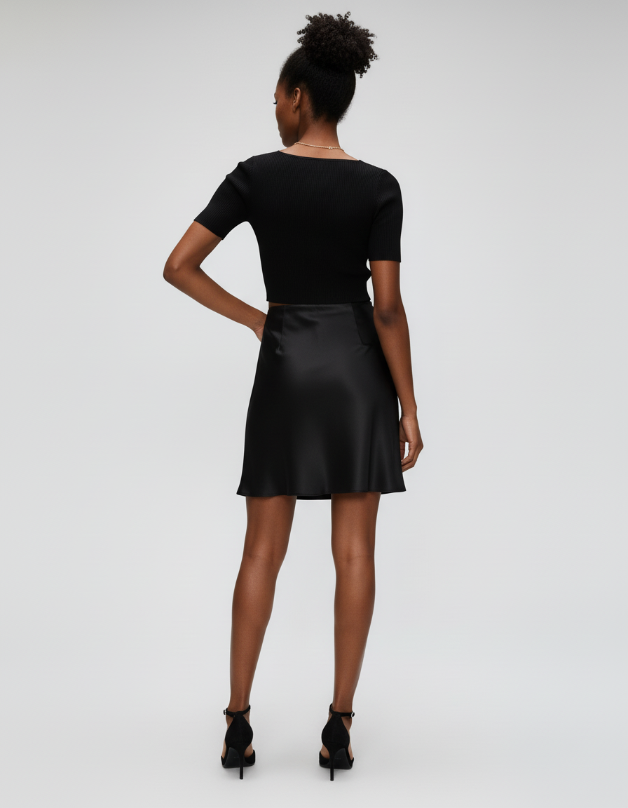 Jupe Danse Satin Courte Noire