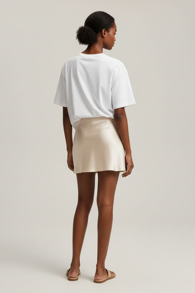 Jupe Courte Satin Jaune