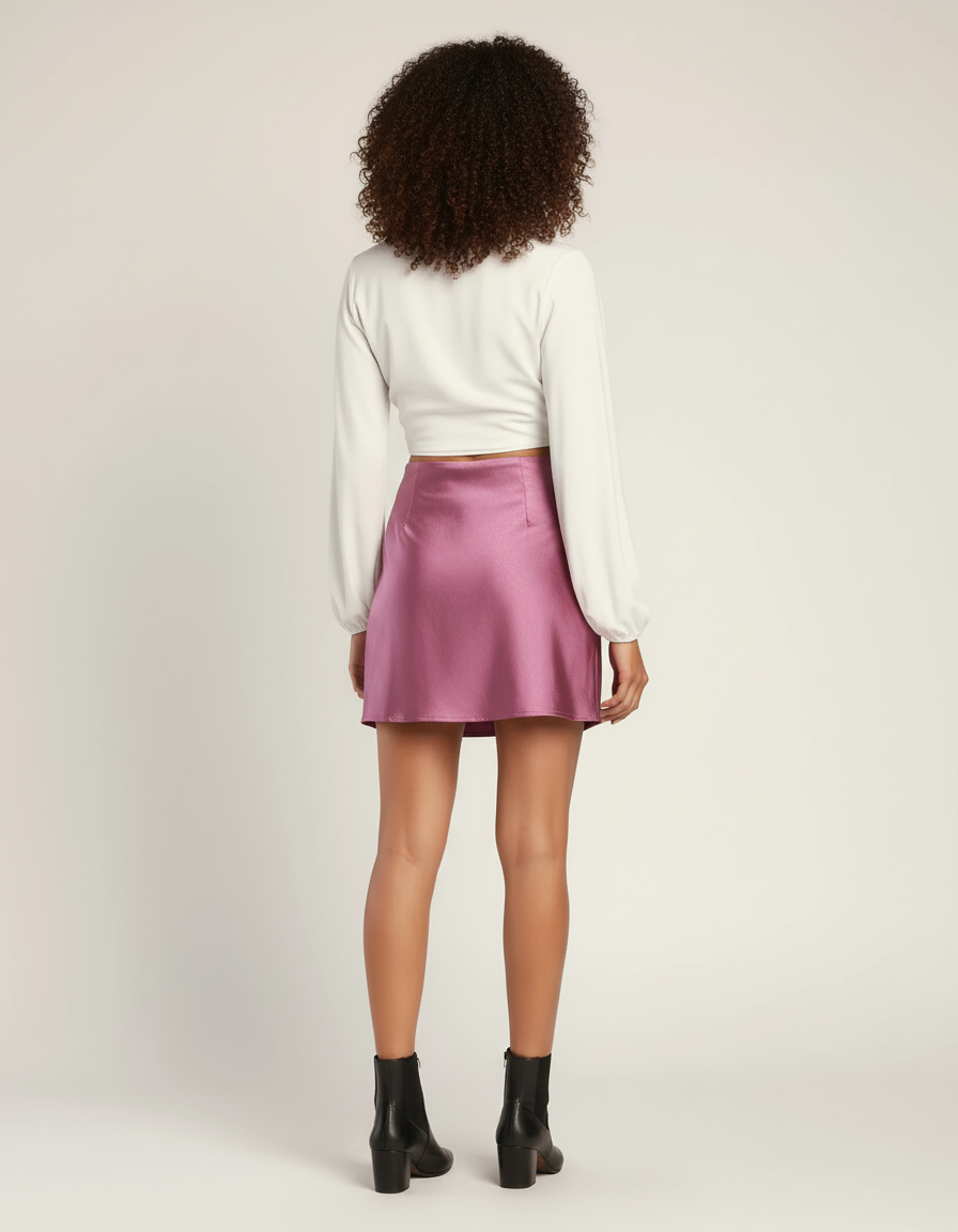 Jupe Courte Droite Satin Fendue