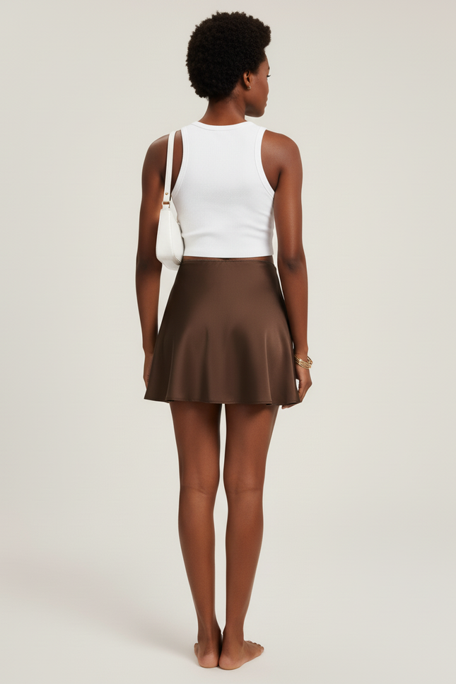 Jupe Patineuse Courte Satin