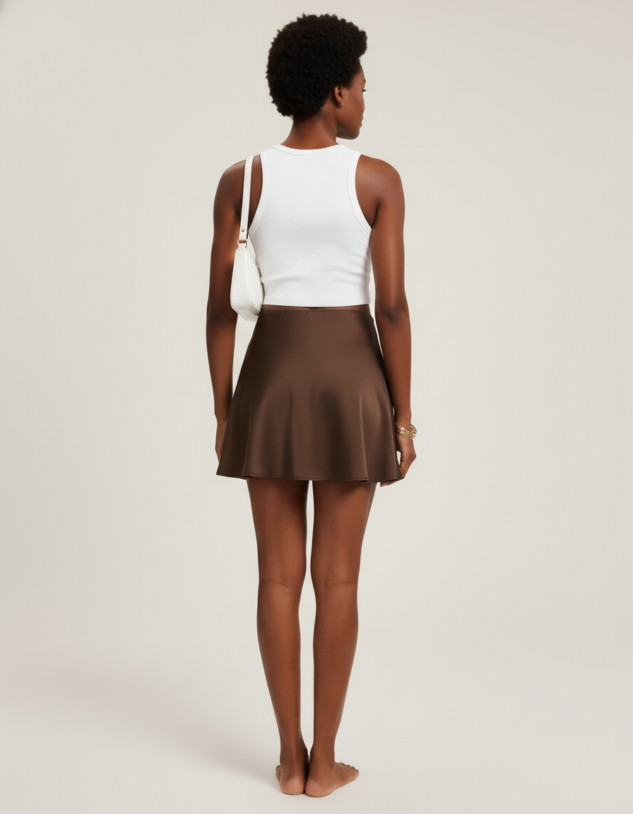 Jupe Patineuse Courte Satin