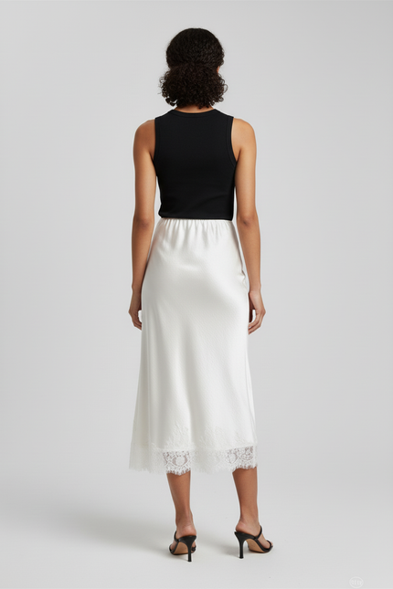 Jupe Blanche Droite Satin Pour Mariage