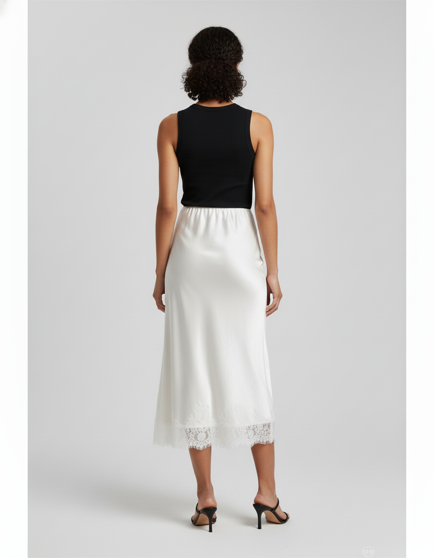 Jupe Blanche Droite Satin Pour Mariage