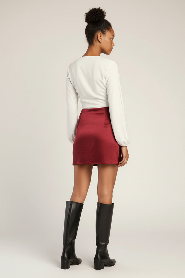 Jupe Satin Rouge Courte