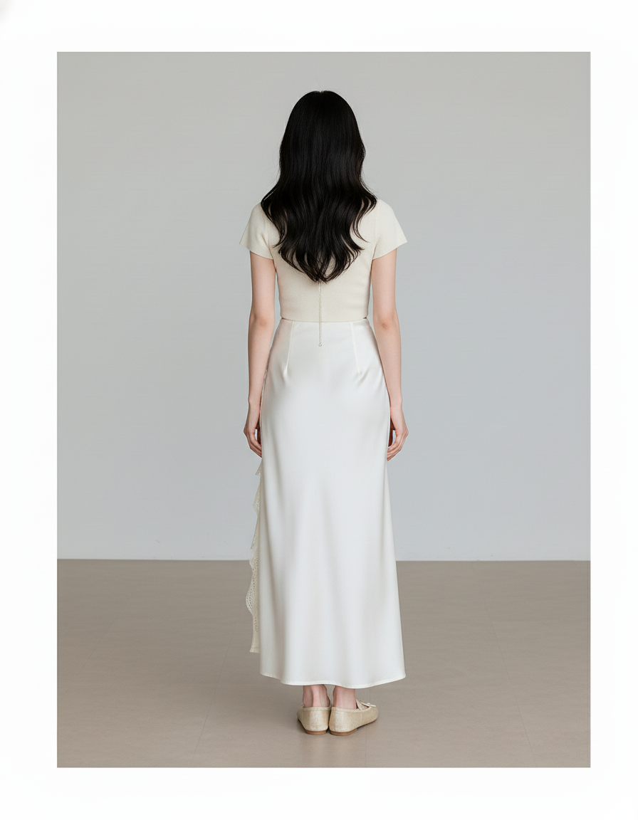 Jupe Longue Portefeuille Satin