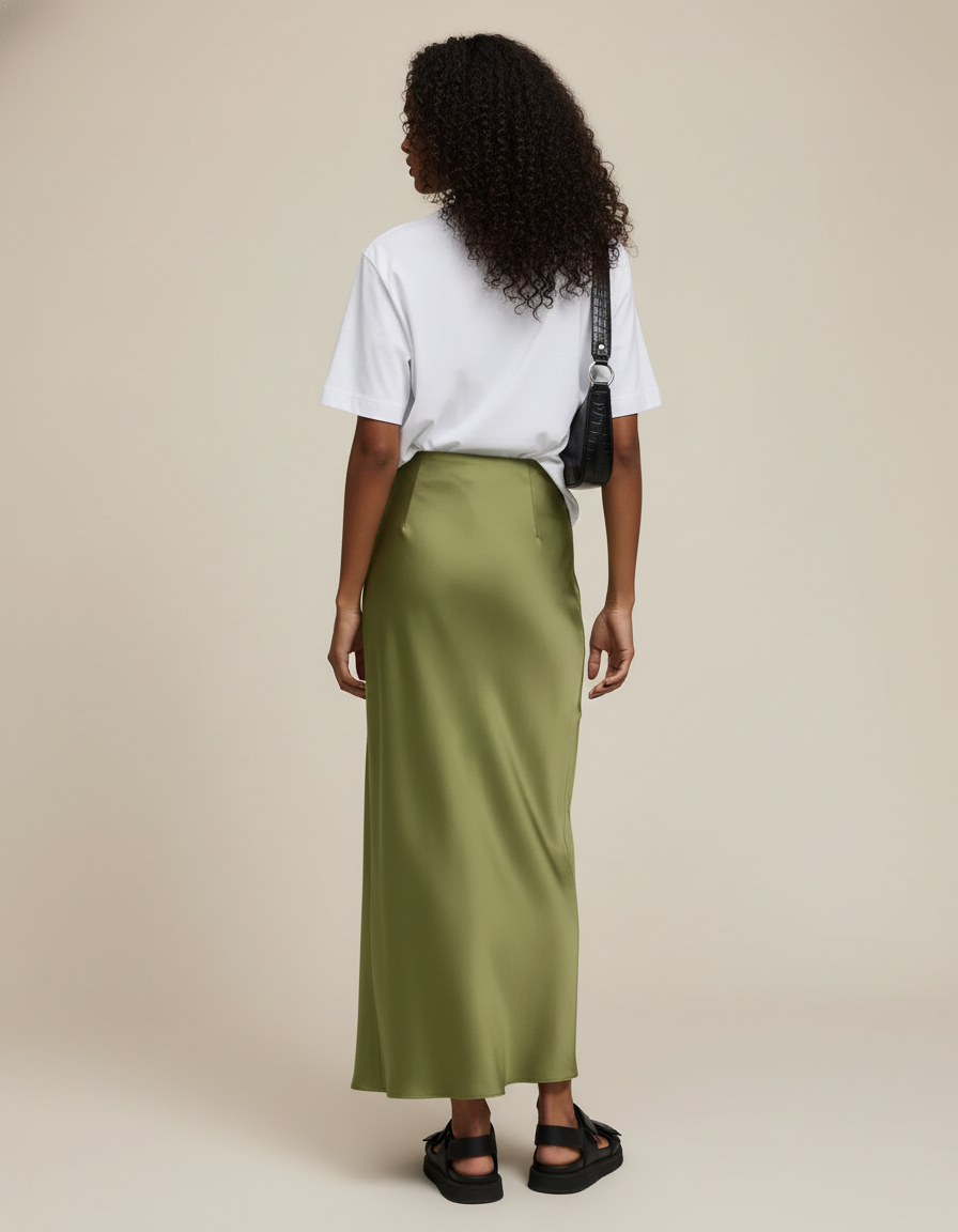 Jupe Satin Olive