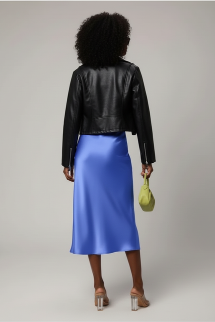 Jupe Satin Bleu Royal Fluide Élégante
