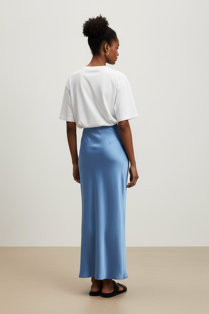 Jupe Satin Bleu Clair