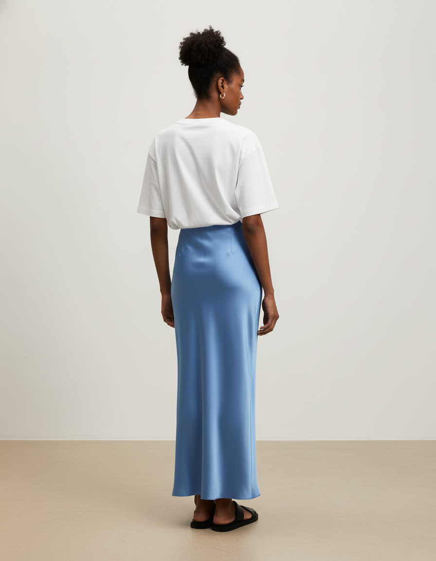 Jupe Satin Bleu Clair