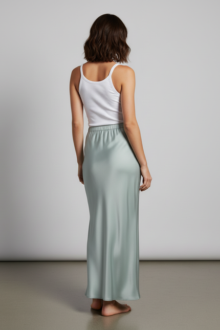 Jupe Satin Menthe Fluide Élégante