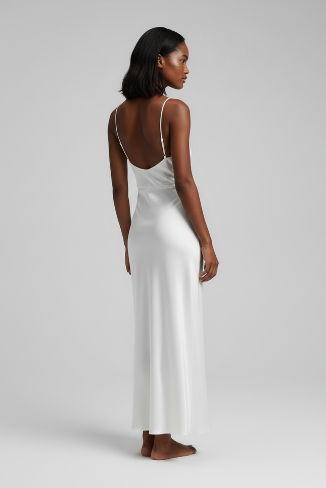 Jupe Satin Blanche Midi Élégante