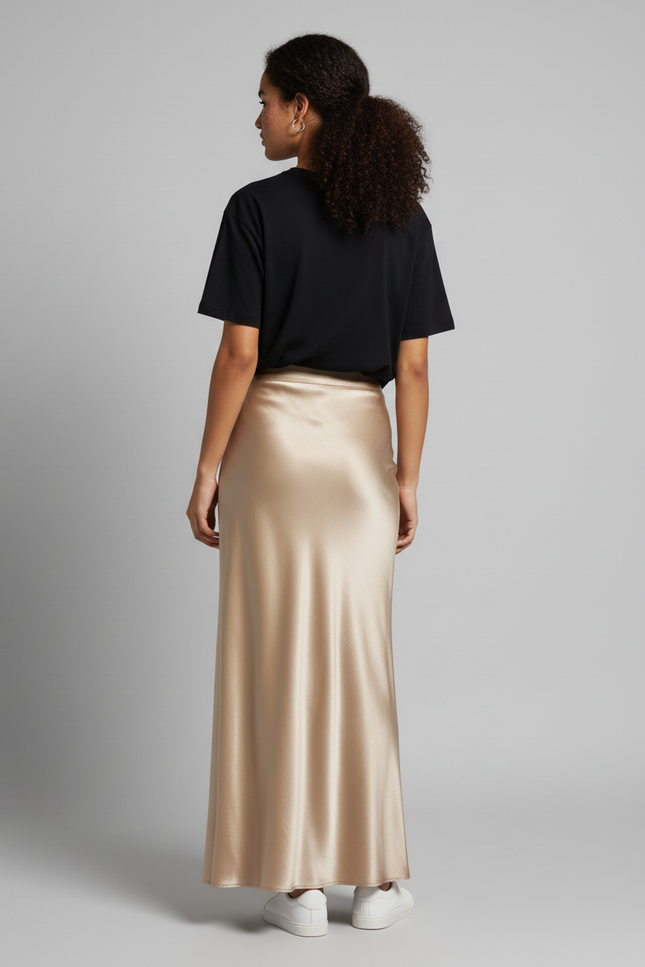 Jupe En Lin Satiné Or