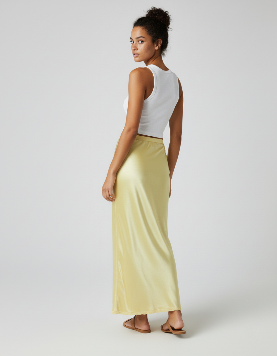 Jupe En Satin Jaune