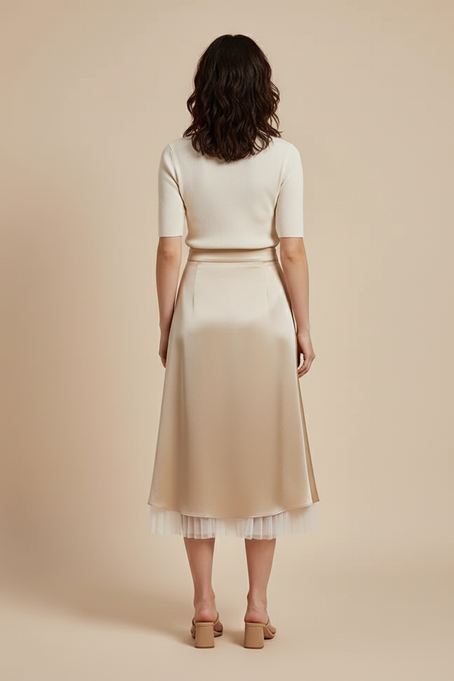 Jupe Midi Tulle Et Satin