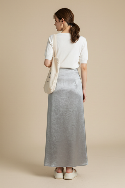 Jupe Ample Satin Plissé Froissé