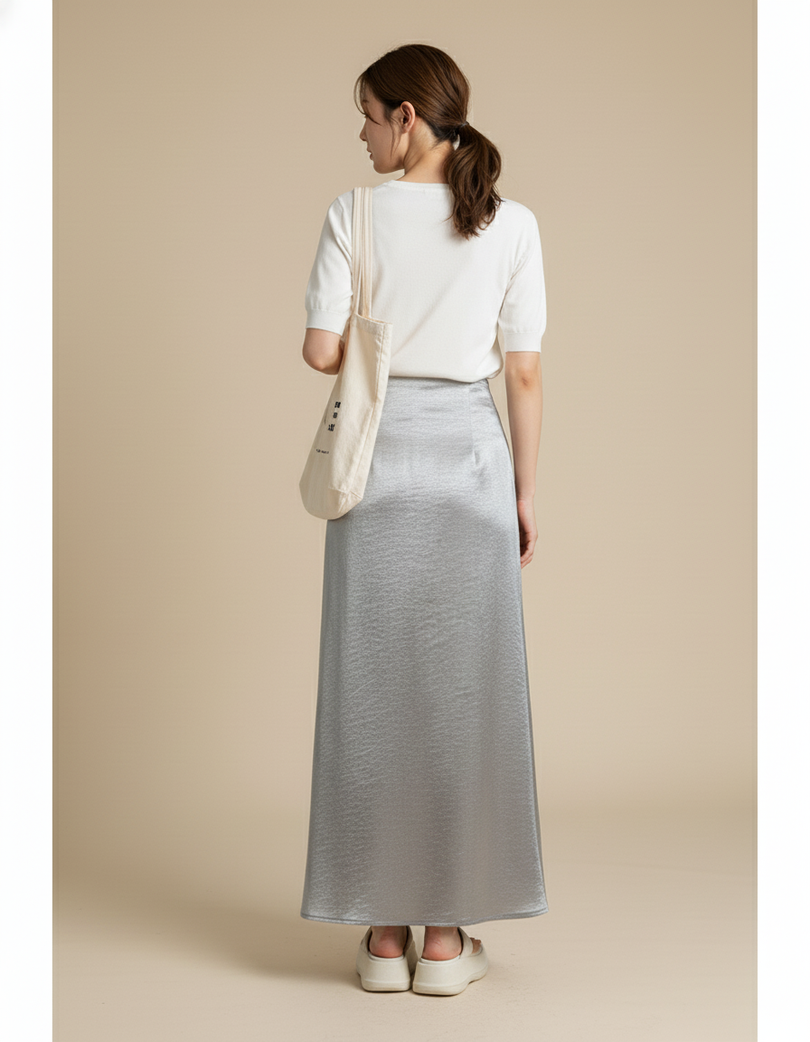 Jupe Ample Satin Plissé Froissé