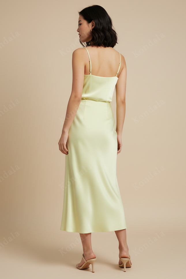 Jupe Satin Vert Clair Fluide Élégante