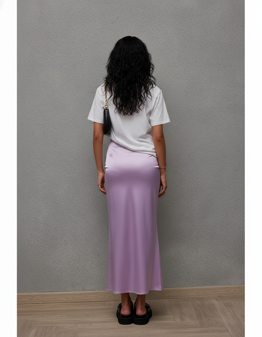 Jupe Satin Lavande Fluide