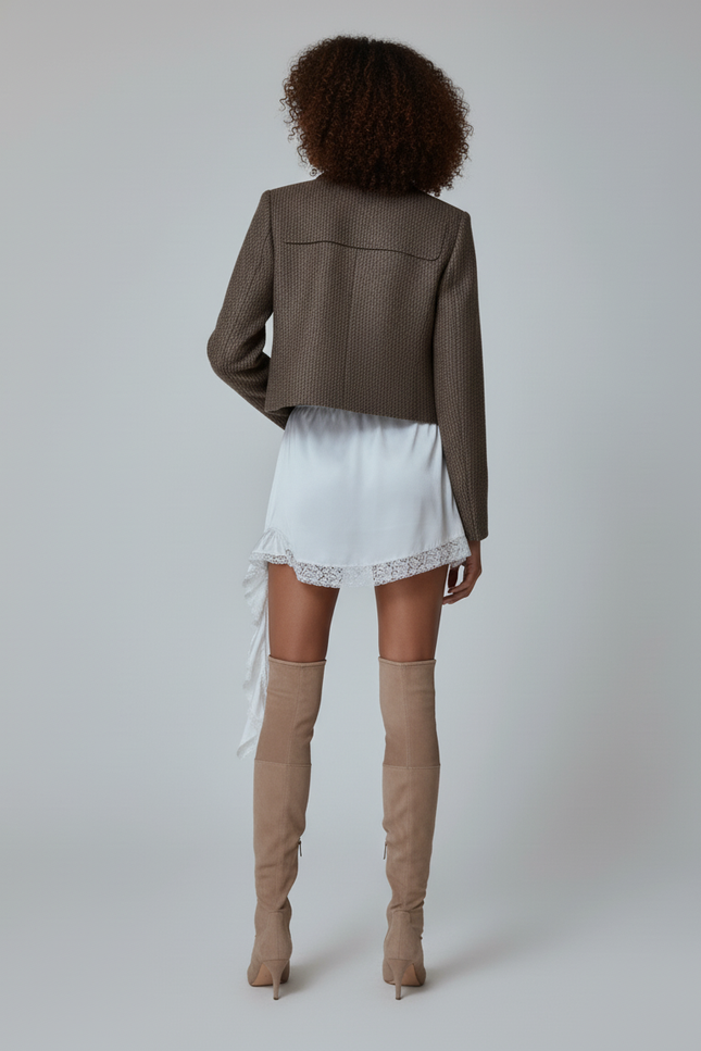 Jupe Satin Blanche Courte