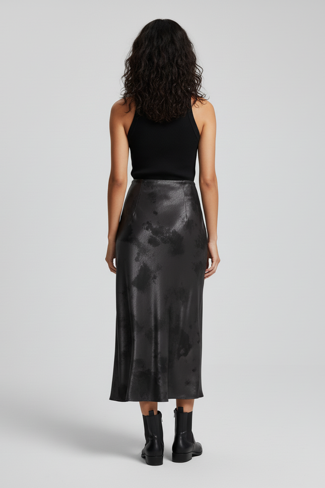 Jupe Satin Fluide Imprimée Élégante