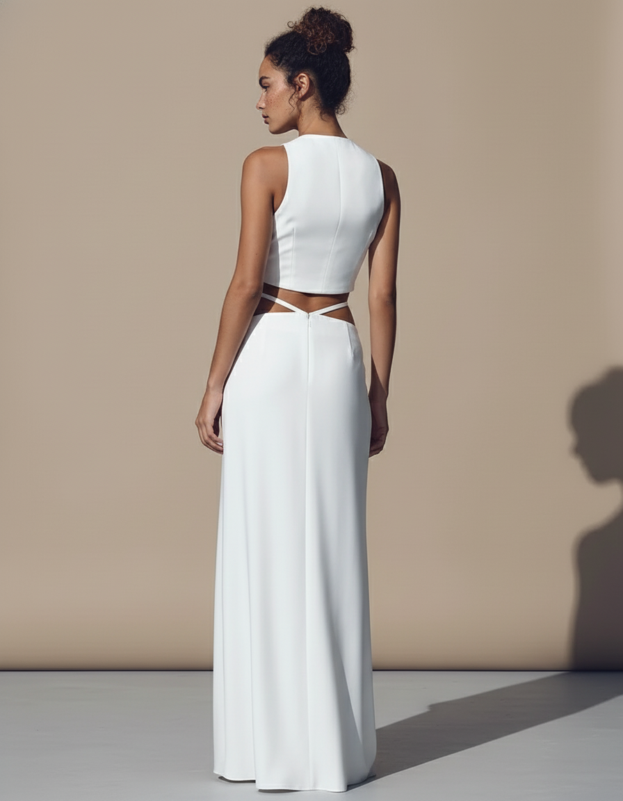 Jupe Blanche Longue Pour Fille Avec Satin Blanc