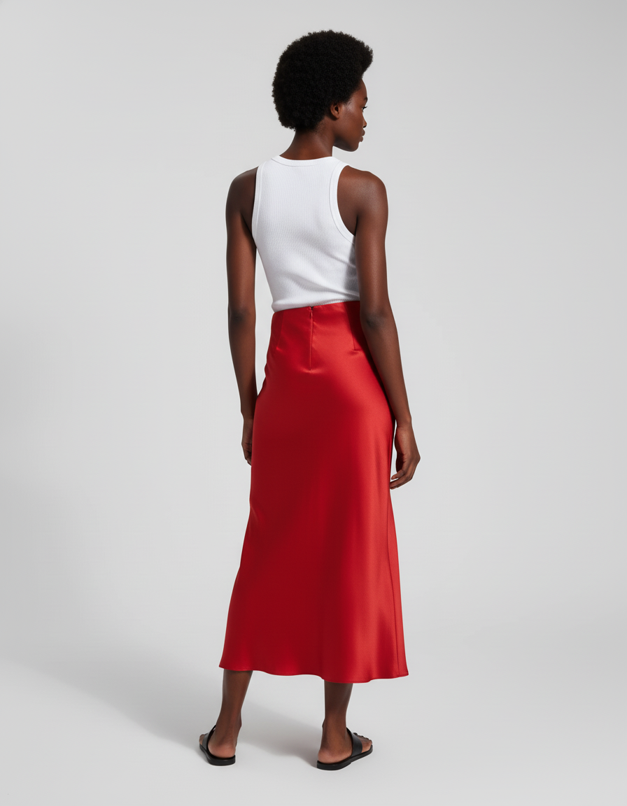 Jupe Satin Rouge Fluide Élégante Audacieuse