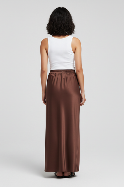 Jupe Satin Marron Chocolat