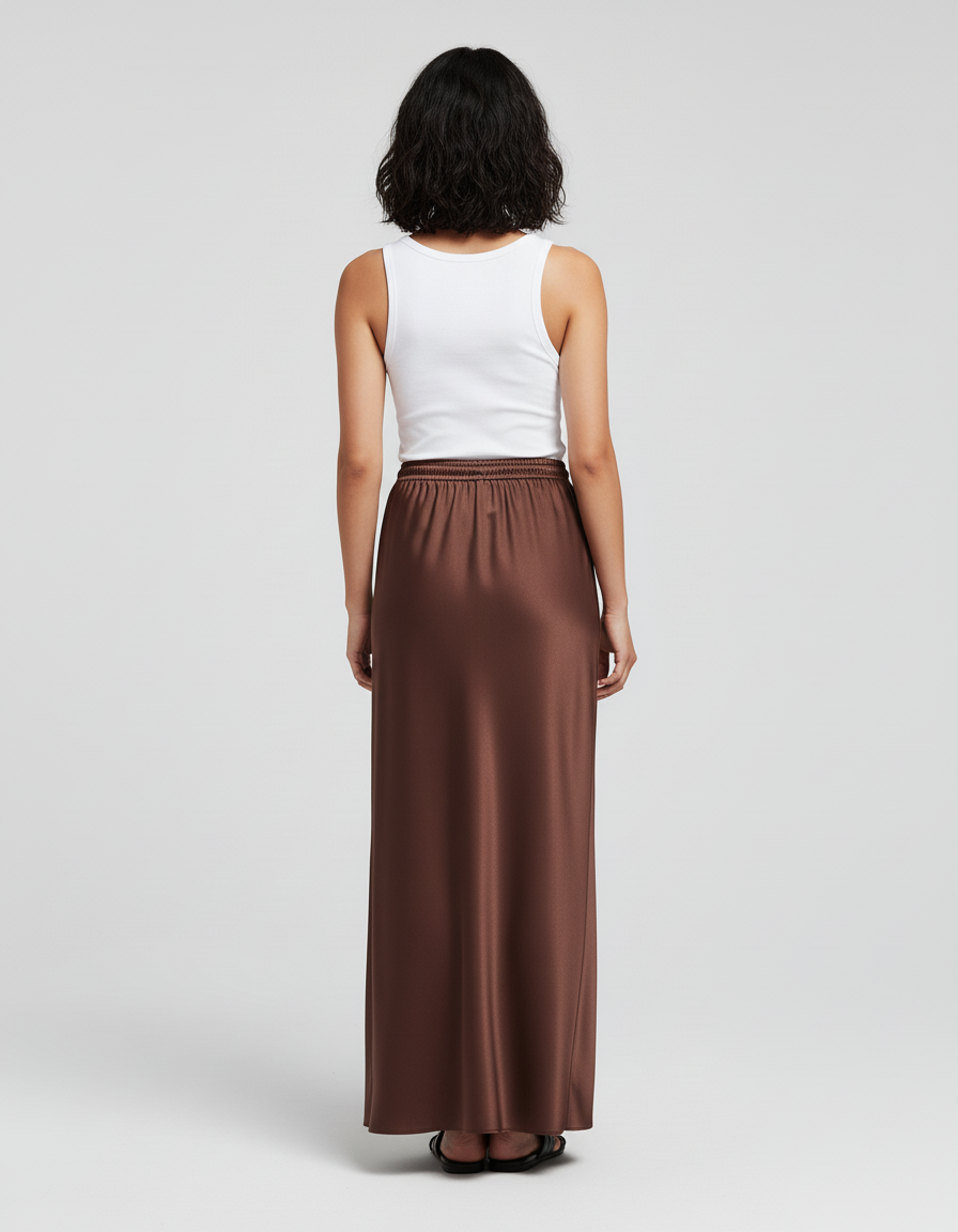Jupe Satin Marron Chocolat