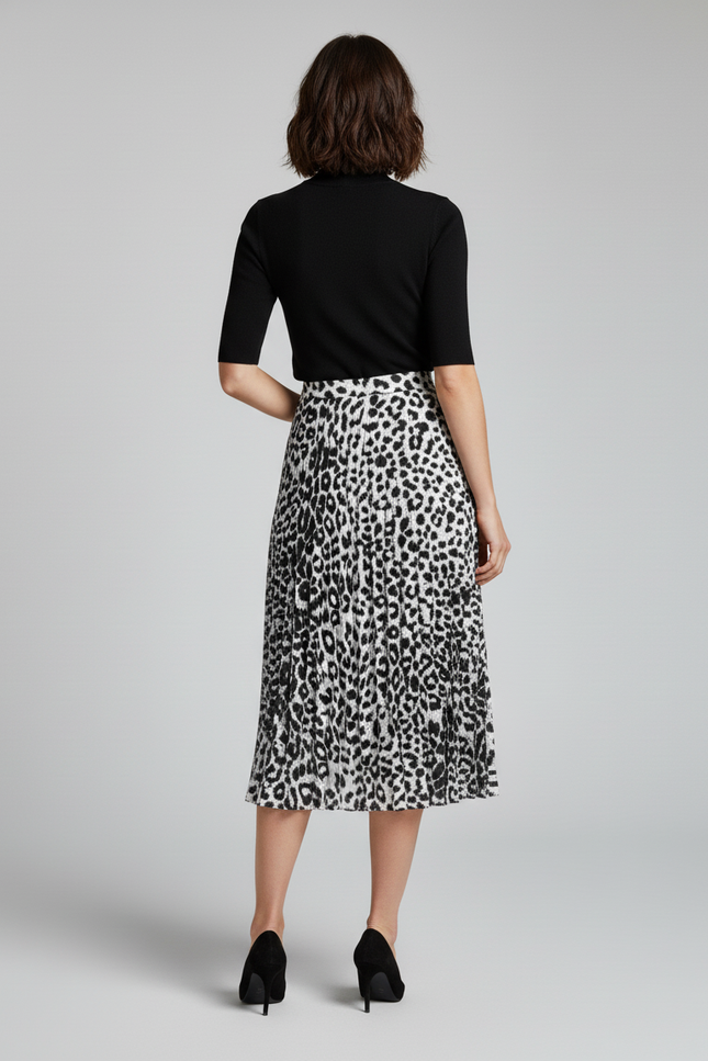 Jupe Plissée Satin Léopard