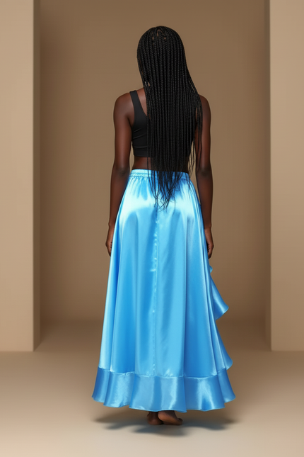 Jupe Portefeuille Satin Bleue