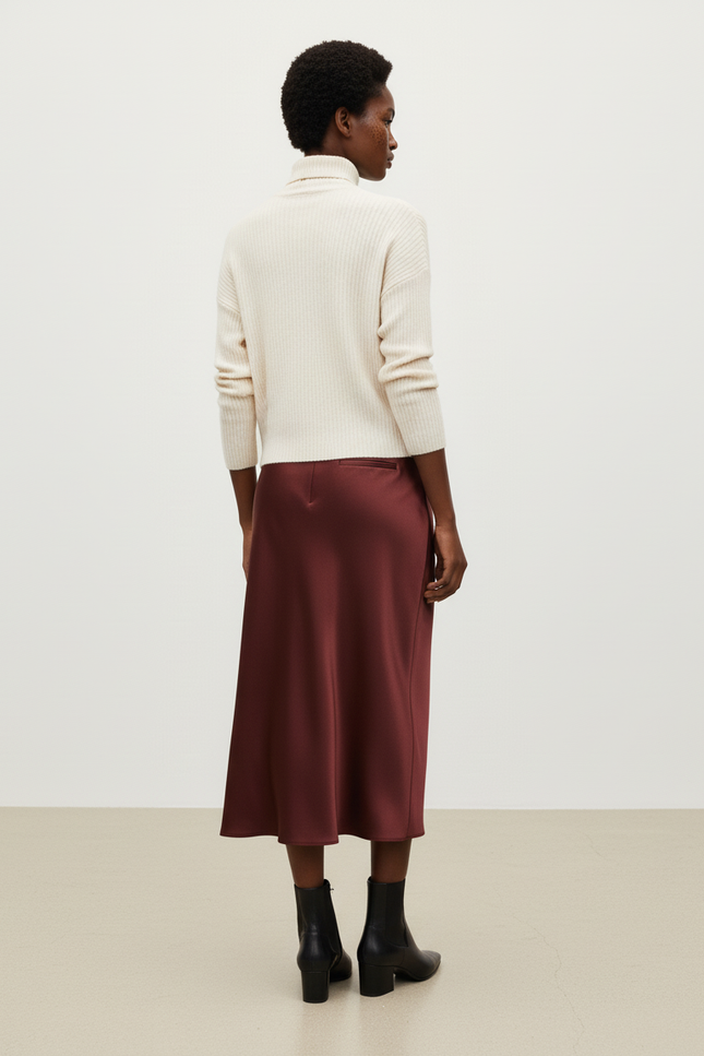 Jupe Satin Aubergine