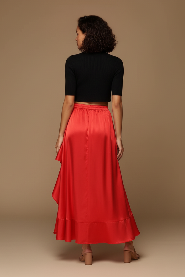 Jupe En Satin Rouge Danse