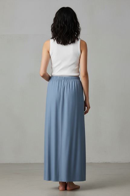 Jupe Satin Bleue Fluide Chic
