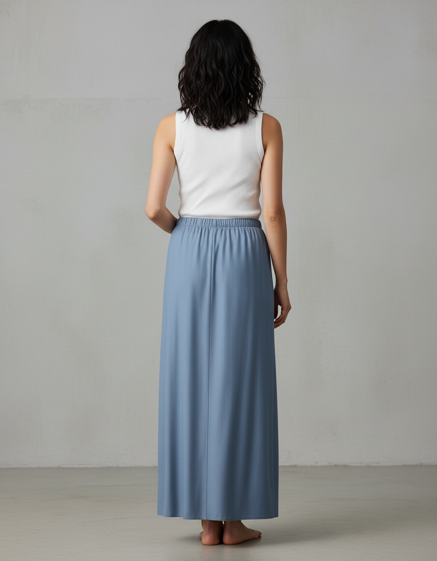 Jupe Satin Bleue Fluide Chic