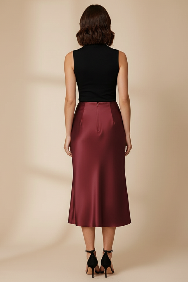 Jupe Midi En Satin De Soie