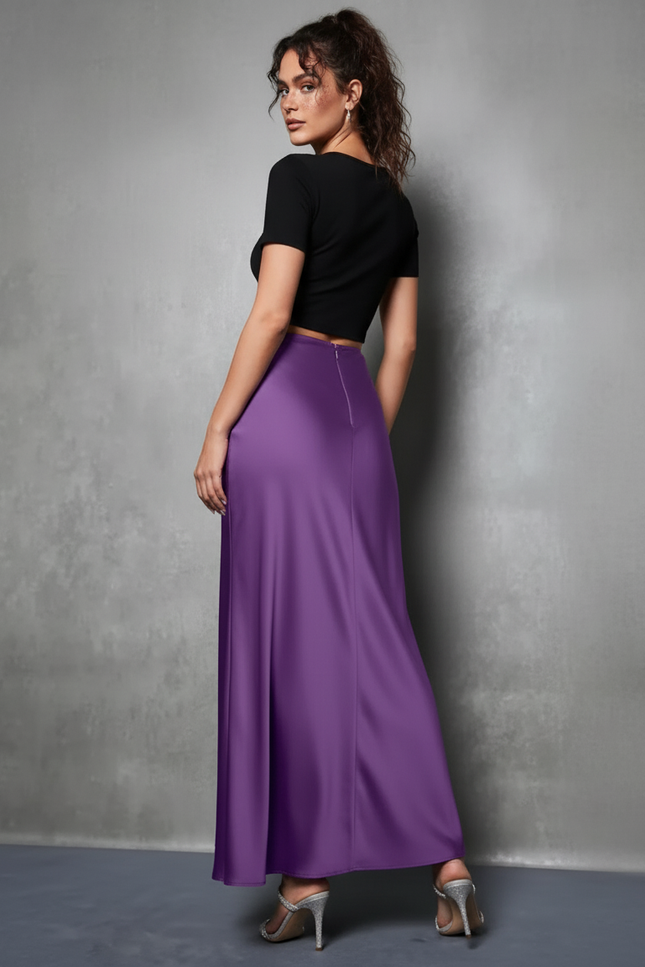 Jupe Satin Violette Fluide