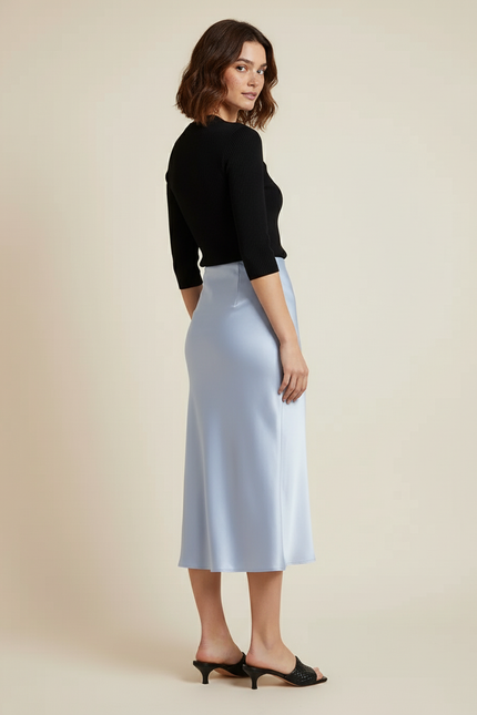 Jupe Satin Taille Elastique Droite