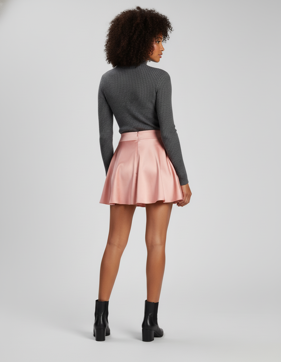 Jupe Patineuse Satin Rose