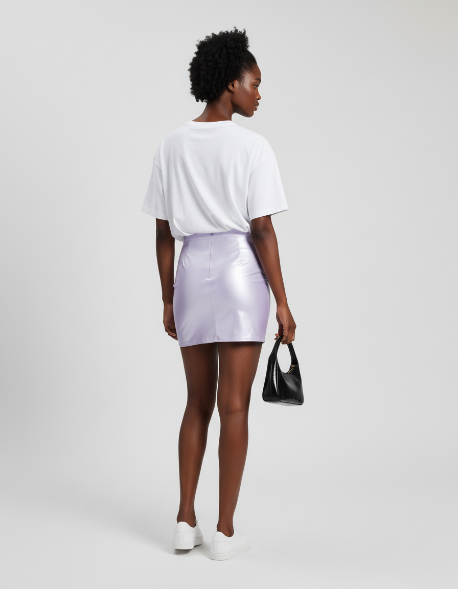 Jupe Satin Brillante Lilas Décontractée