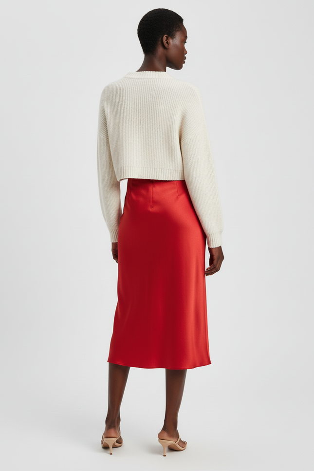 Jupe Orange Et Rouge Satinée