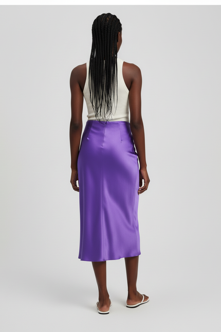 Jupe Satin Violette Fluide Élégante Mystérieuse
