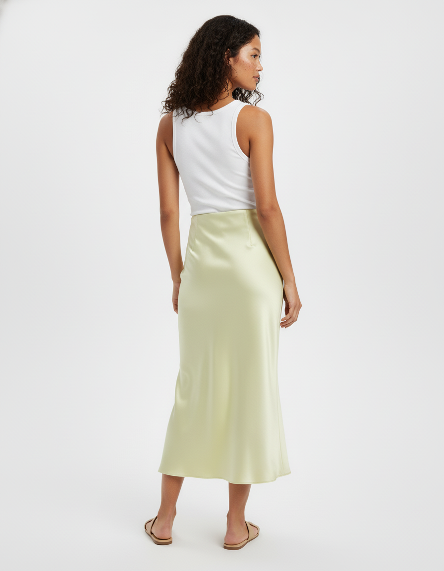 Jupe Satin Jaune Pale